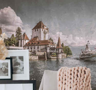 Classic house by the lake with wall mural - TenStickers