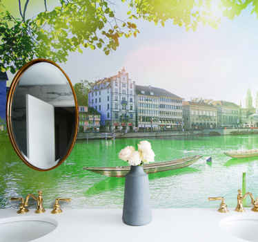 Beautiful lake in the summer wall mural - TenStickers