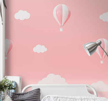 Baloane plutesc fototapetpentru copii de culoare roz - TenStickers