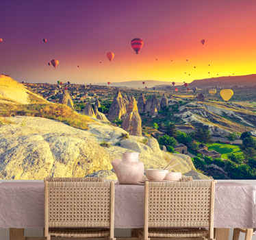 Hot air balloons flying over wall Mural - TenStickers