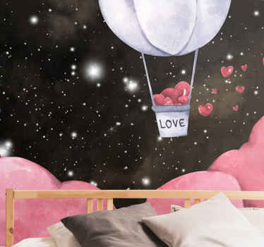 Mural infantil Globos de aire caliente rosa - TenVinilo