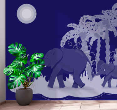 τοιχογραφία τοίχου σαλόνι με ελέφαντες ζώων - TenStickers