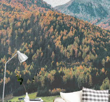 Mural para salón Paisaje de arboles en la montaña - TenVinilo