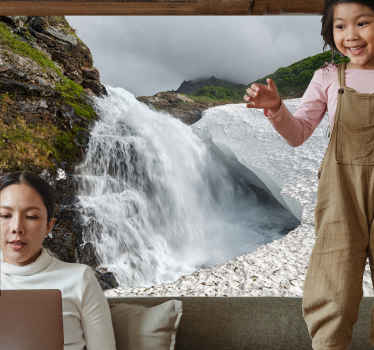 Waterfall on a rock Forest Wall Mural - TenStickers