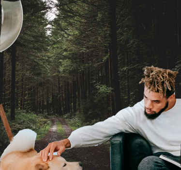 Gade gennem et mørkt skovvægmaleri - TenStickers