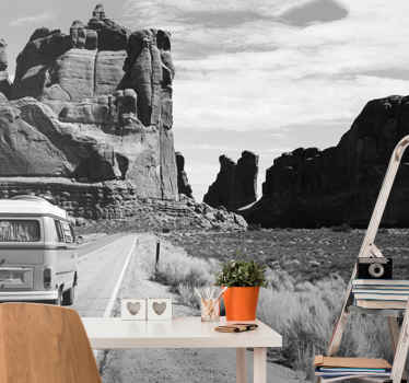 Papier peint mural desert Paysage en niveaux de gris - TenStickers
