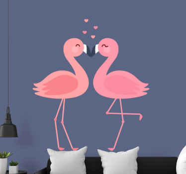 Plameňáci tvořící nástěnnou malbu srdce - TenStickers