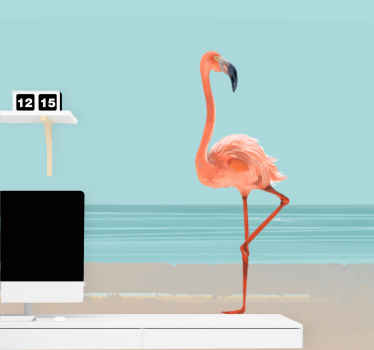 Tablou flamingo pe nisip fototapet sufragerie - TenStickers