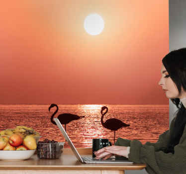 τοιχογραφία φλαμίνγκο ανατολής στον υδάτινο διάδρομο - TenStickers