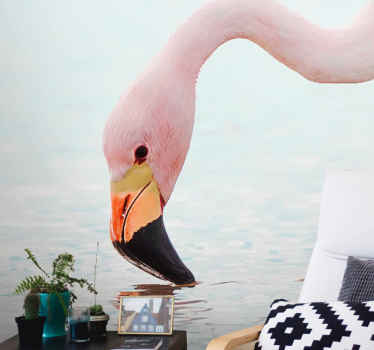 Vaaleanpunainen flamingopää valokuvatapetti käytävään - Tenstickers