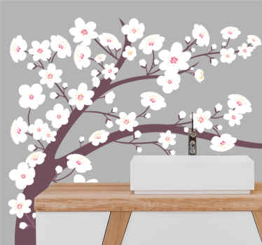 Fotomural 3D Flores blancas con fondo gris - TenVinilo