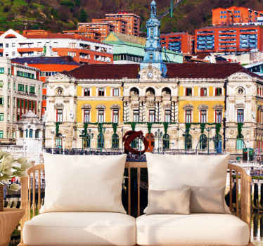 Bilbao river with colorful houses wall mural - TenStickers
