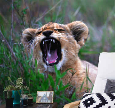 fotomural vinílico de parede de bebê leopardo rugindo - TenStickers