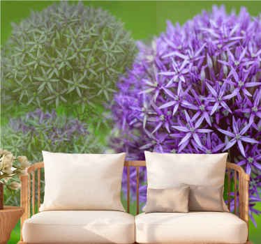 Lilla kugler med grønne stængler fototapet - TenStickers