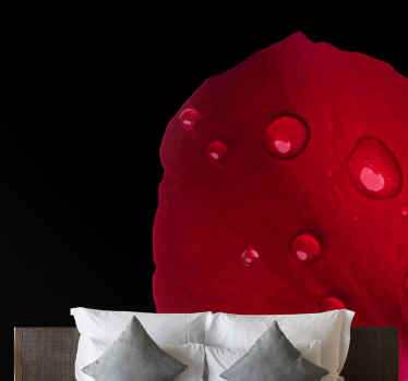 Red rose pattern with water drops wall mural - TenStickers