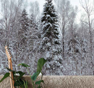 Winter woodland scene forest wall mural - TenStickers