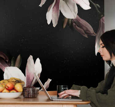 Siyah beyaz manolyalar doğa duvar kağıdı - TenStickers