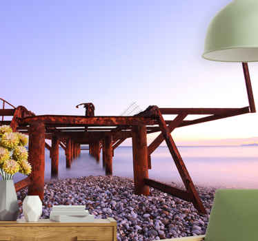 Landskab fototapet rustic pier sunset - TenStickers