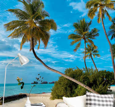 Papier peint salon Cocotier sur la plage - TenStickers