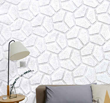 Fotomural habitación matrimonio Ladrillos redondos blancos - TenVinilo