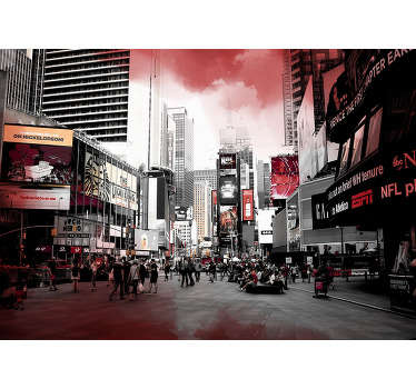 New York photo mural white and red, a beautiful color combination that creates a special design of the city that never sleeps.