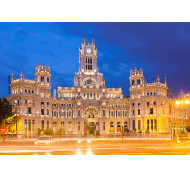 Wonderful photomural city Madrid of the Palacio de Cibeles at night with which you can decorate the room of your house you prefer.