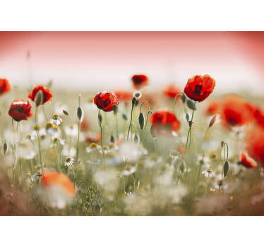 Fantastic red flower dining mural to bring joy and color into your home with a design you won't be able to miss. Our product is of first quality.