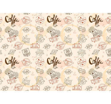 This kitchen photo wallpaper shows different coffee signs with a beige background. The beautiful colors will be the highlight of your home!