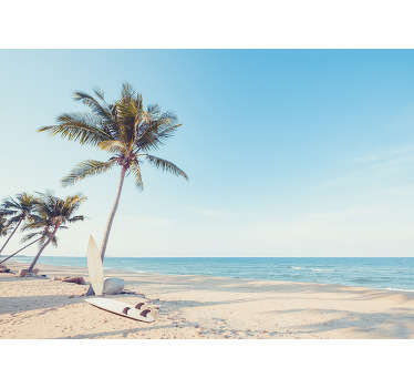 Fotomural vinílico de praia tropical para que possas decorar a tua casa de forma muito bonita com uma vista maravilhosa para uma praia tropical.