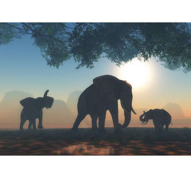A wild elephant animal wall mural that will create the look of a beautiful wild life park in your living room and you will always enjoy the view.