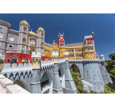Imagina tu pared con este hermoso, colorido e histórico papel mural de pared del palacio de pena del romántico castillo de sao pedro de penaferrim.