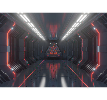 This cool photo wallpaper shows the inside of a space shuttle in black and red. The intense colors of this image are fascinating!