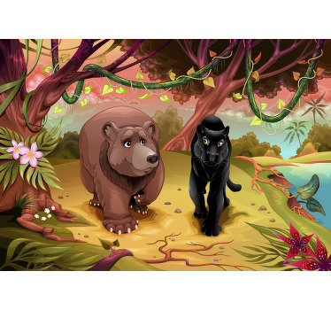 Wall murals for children are one of the quickest way to transform their rooms. They will love this design of animals in the jungle.