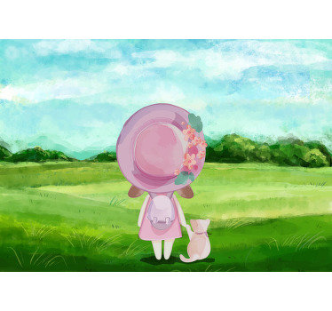 Order this beautiful kids mural and begin this crazy adventure. The design of a little girl and a cat will make your kids produd of their rooms.