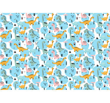 Tapisserie pour chambre bébé motif dinosaure bleu - TenStickers