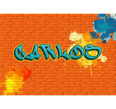 Orange Brick graffiti wall mural - TenStickers