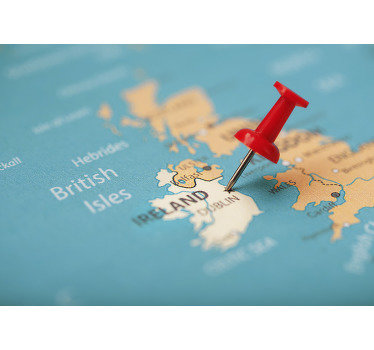 Map wall mural Ireland Map Pinned City - TenStickers