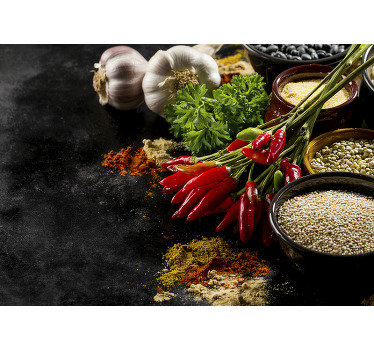 Spice up your kitchen, literally! This easy way of decorating your home is possible with our modern 3d Mural wallpaper. Best quality you can find!