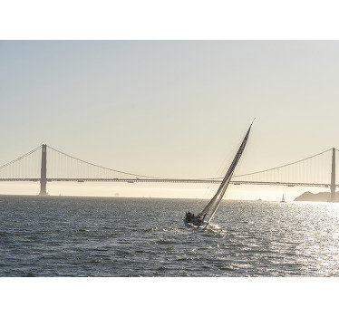 Fototapete Städte segelboot bucht brücke - TenStickers