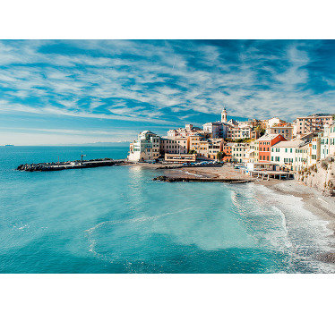 Bring a Greek look to your home and place this Greek wall mural to your place of a clear blue presentation of the  Santorini Sea .