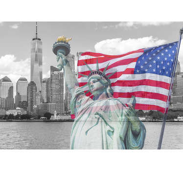 Statue Freedom Skyline new york wall mural - TenStickers
