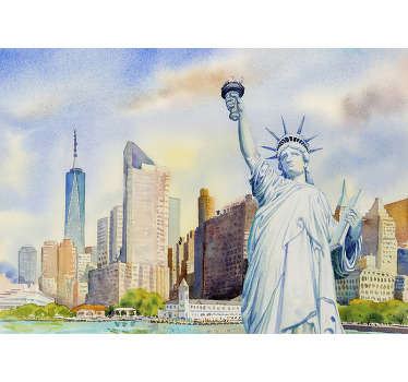 Statue Liberty skyline new york wall mural - TenStickers