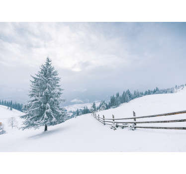 Winterbaum Wald Fototapete - TenStickers