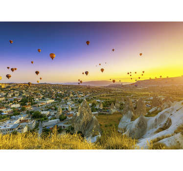 Fotomural paisaje con globos aerostáticos - TenVinilo