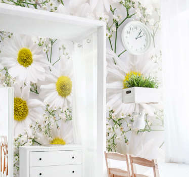 Gänseblümchen Nahaufnahme Tapete Wohnzimmer - TenStickers