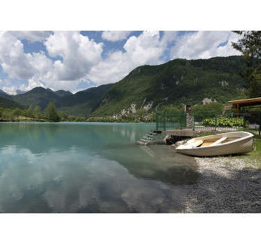 Fotomural paisaje de lago y montañas cielo azul - TenVinilo