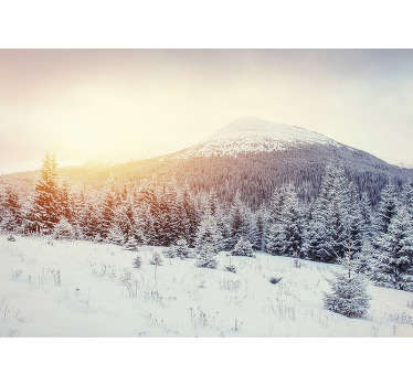 Word verliefd op deze grote muurschildering met een reusachtige berg. Hoogwaardig beeld, zonder luchtbellen of andere onvolkomenheden. Gratis levering!