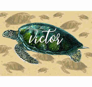 Vintage bedroom wall mural full of turtles which soft colours create a beautiful decoration that will make your interiors look cozy. Free delivery!