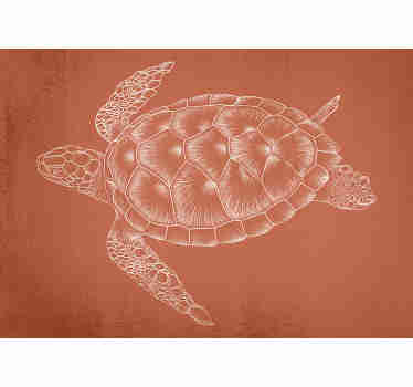 Käsin piirretty kilpikonna eläimen valokuvatapetti - Tenstickers