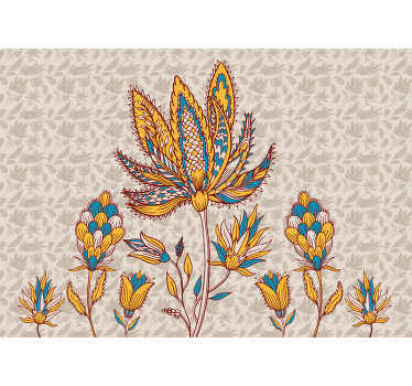 Paisley Flower Set flower wall mural - TenStickers